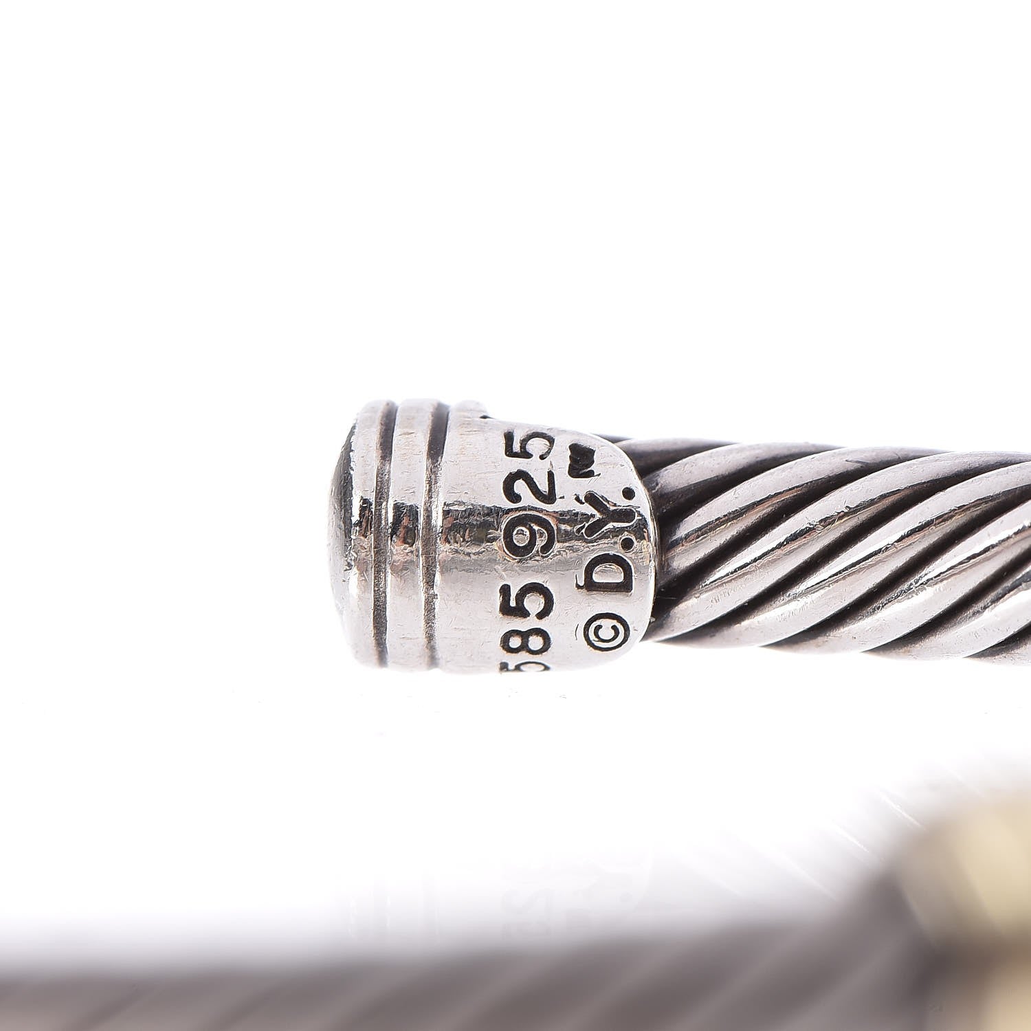 David Yurman Sterling Silver 14K Yellow Gold 5mm Cable Classics Single Station Bracelet 5 of 5