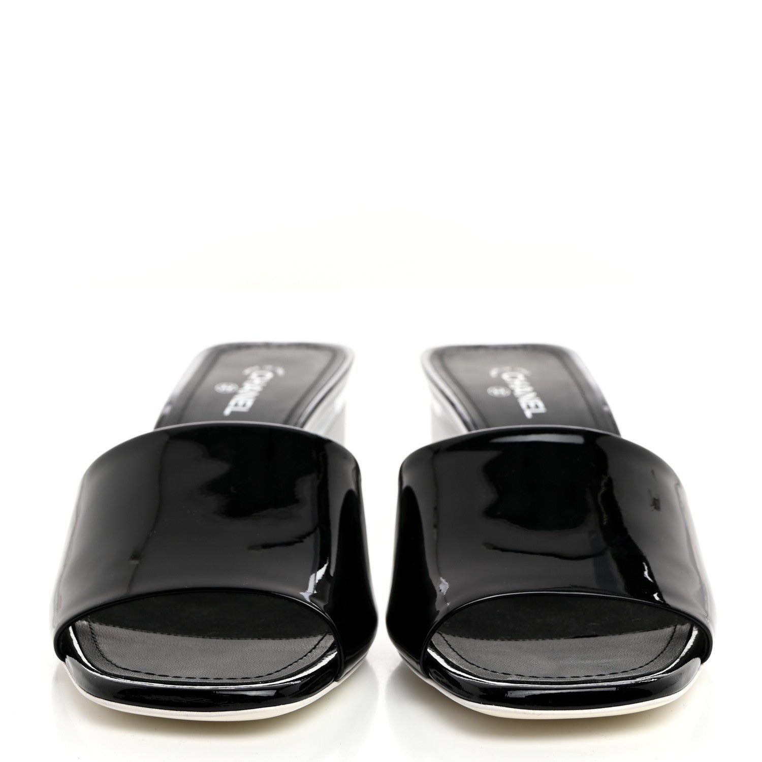 Chanel Patent CC Mules 40 Black White 2 of 8