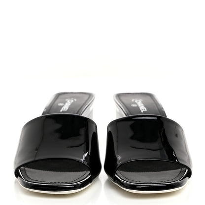 Chanel Patent CC Mules 40 Black White 2 of 8