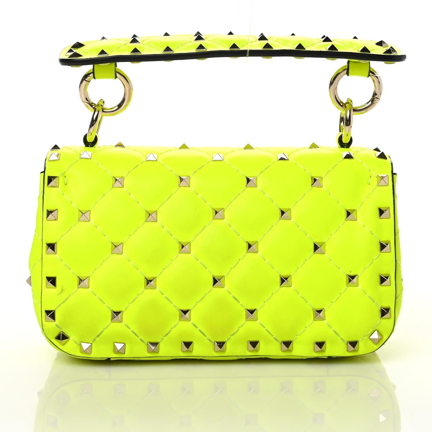 Calfskin Mini Rockstud Spike Shoulder Bag Lime