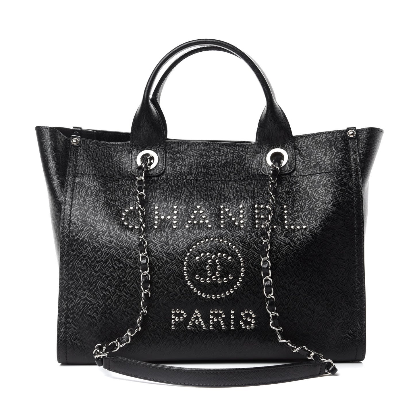 Caviar Small Studded Deauville Tote Black