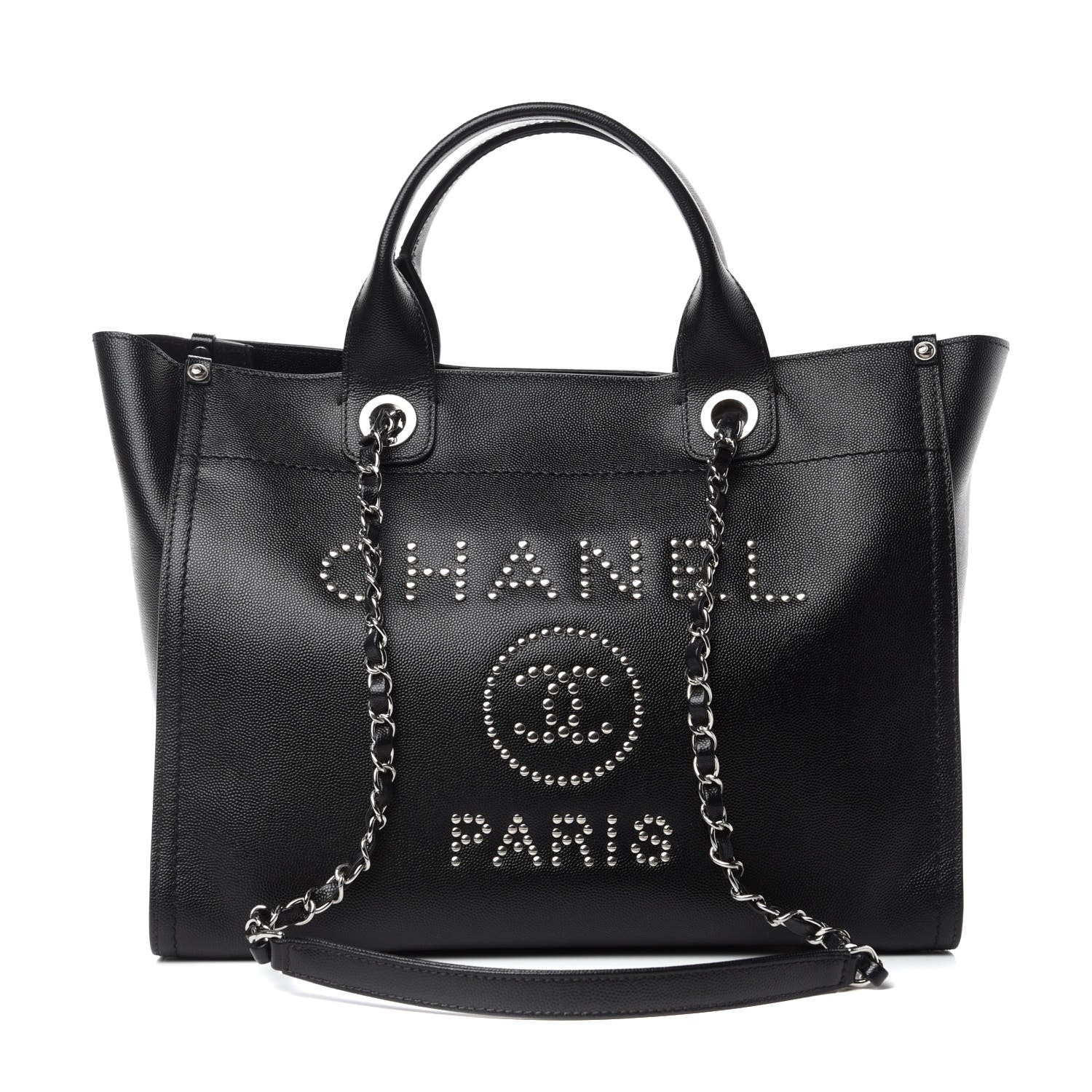 Chanel Caviar Small Studded Deauville Tote Black 1 of 11