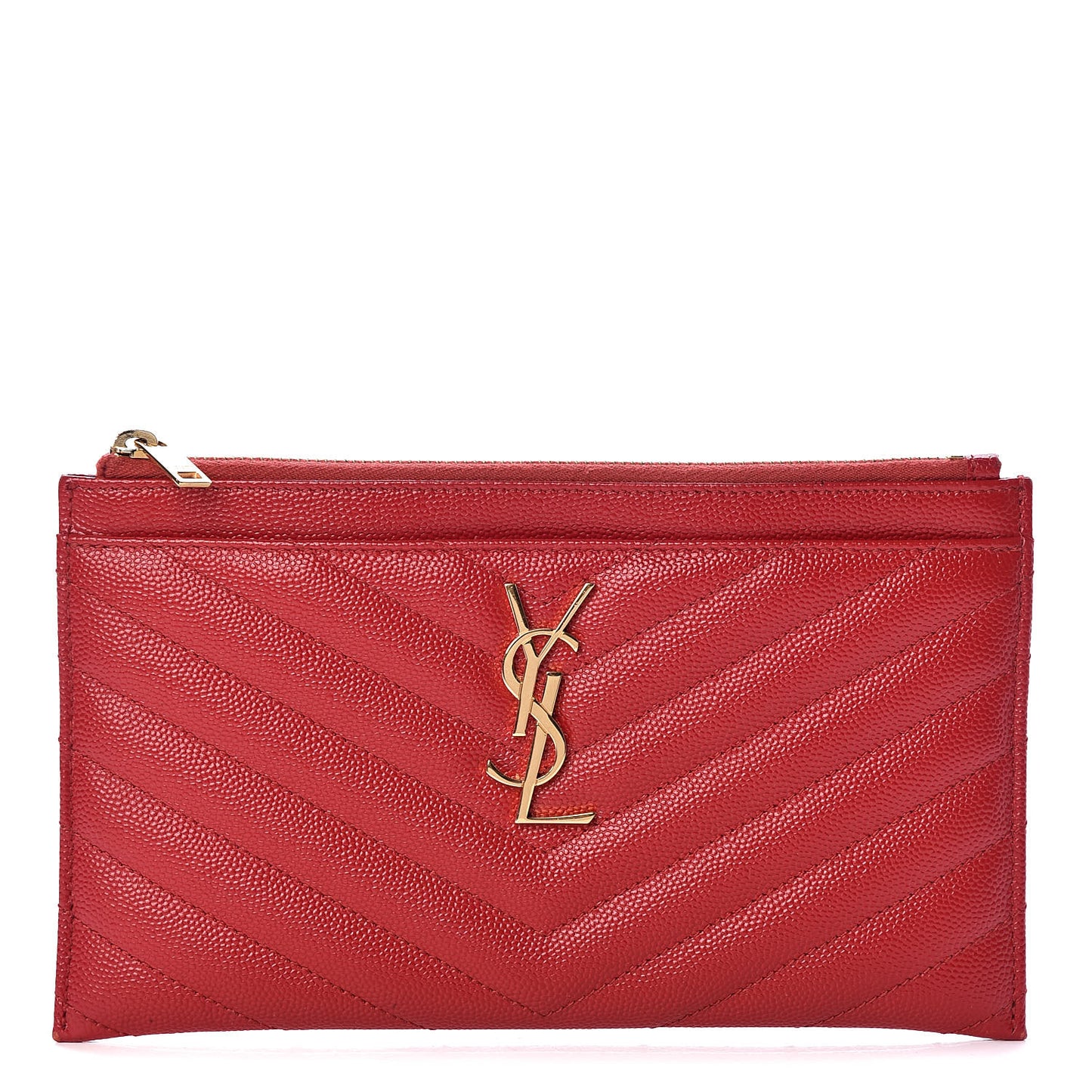 Grain De Poudre Chevron Monogram Bill Pouch Red