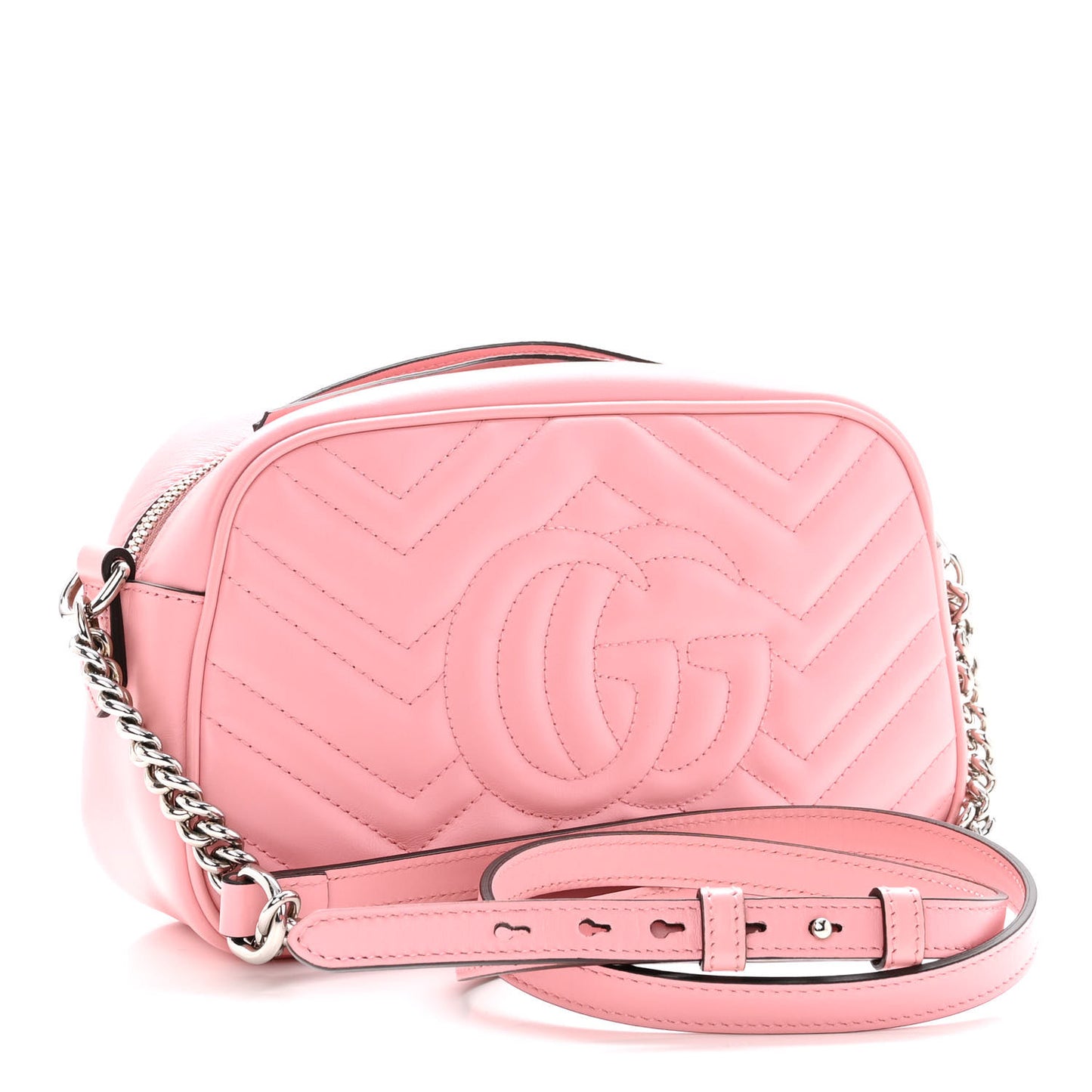 Calfskin Matelasse Small GG Marmont Chain Shoulder Bag Wild Rose