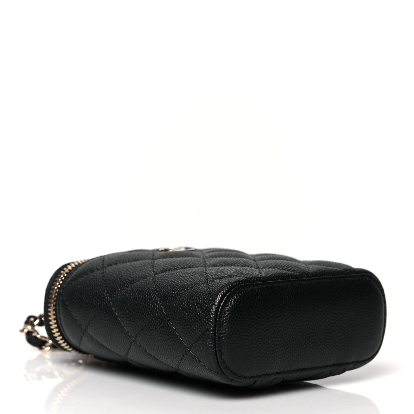 Caviar Quilted Small Vertical Coco Beauty Vanity Case With Chain Black