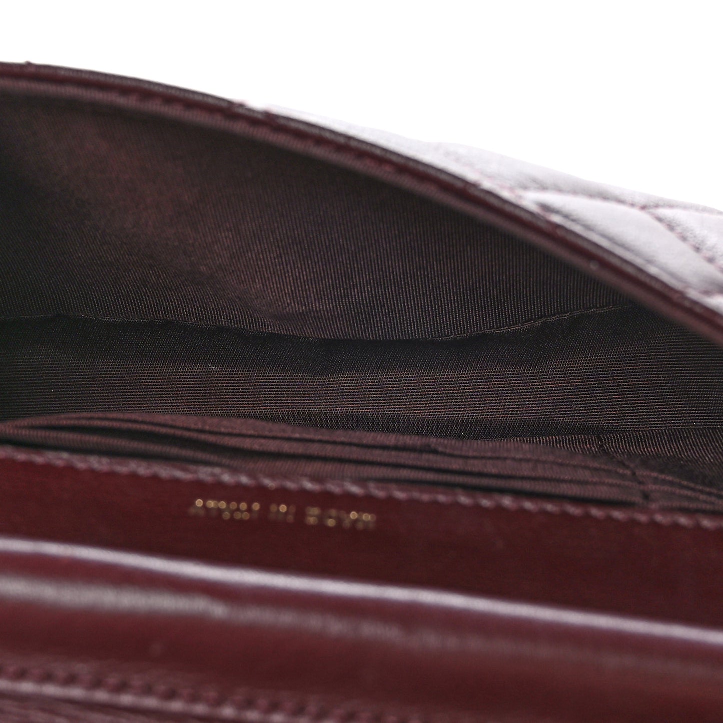 Calfskin Quilted Coco Mail Clutch With Chain Burgundy