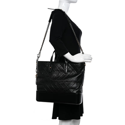 Chanel Aged Calfskin Quilted Large Gabrielle Shopping Tote Black 3 of 25