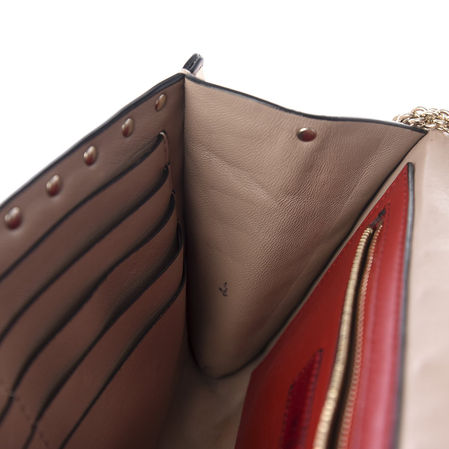 Valentino Garavani Lambskin Rockstud Spike Wallet on Chain Poudre 7 of 8