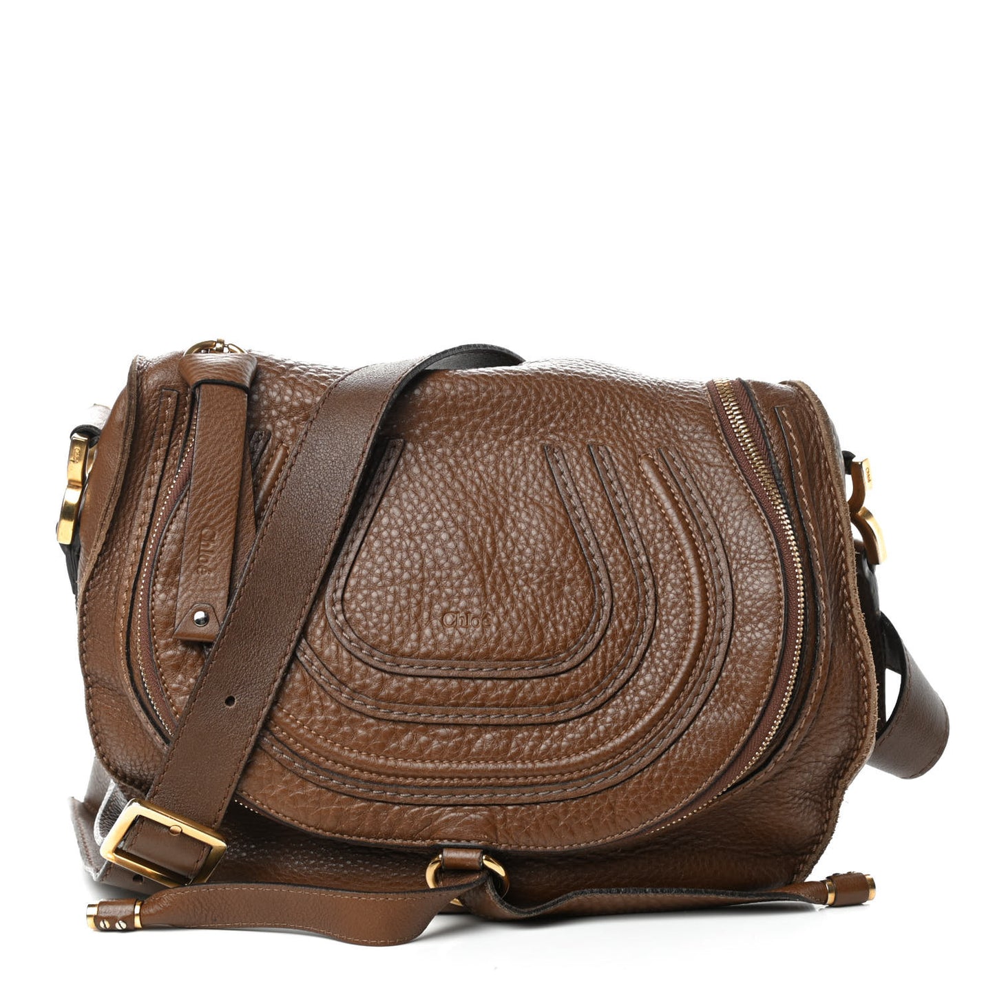 Calfskin Medium Marcie Round Zip Crossbody Nut