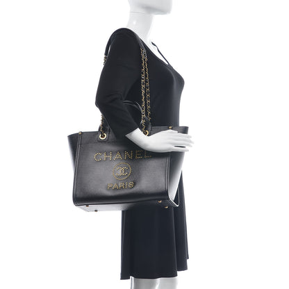 Chanel Caviar Small Studded Deauville Tote Black 2 of 7