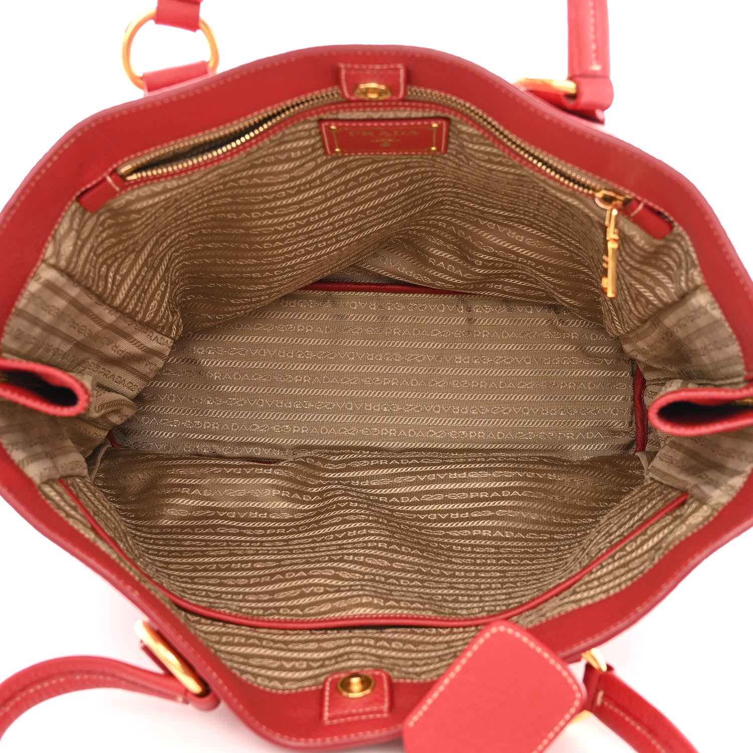 Prada Vitello Daino Side Zip Shopper Tote Rosso 5 of 11