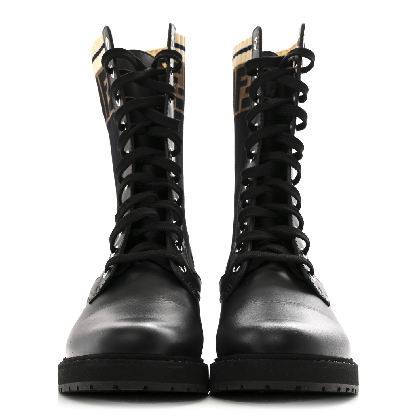 Calfskin Stretch Fabric Rockoko Biker Boots 40 Tobacco Black Marino