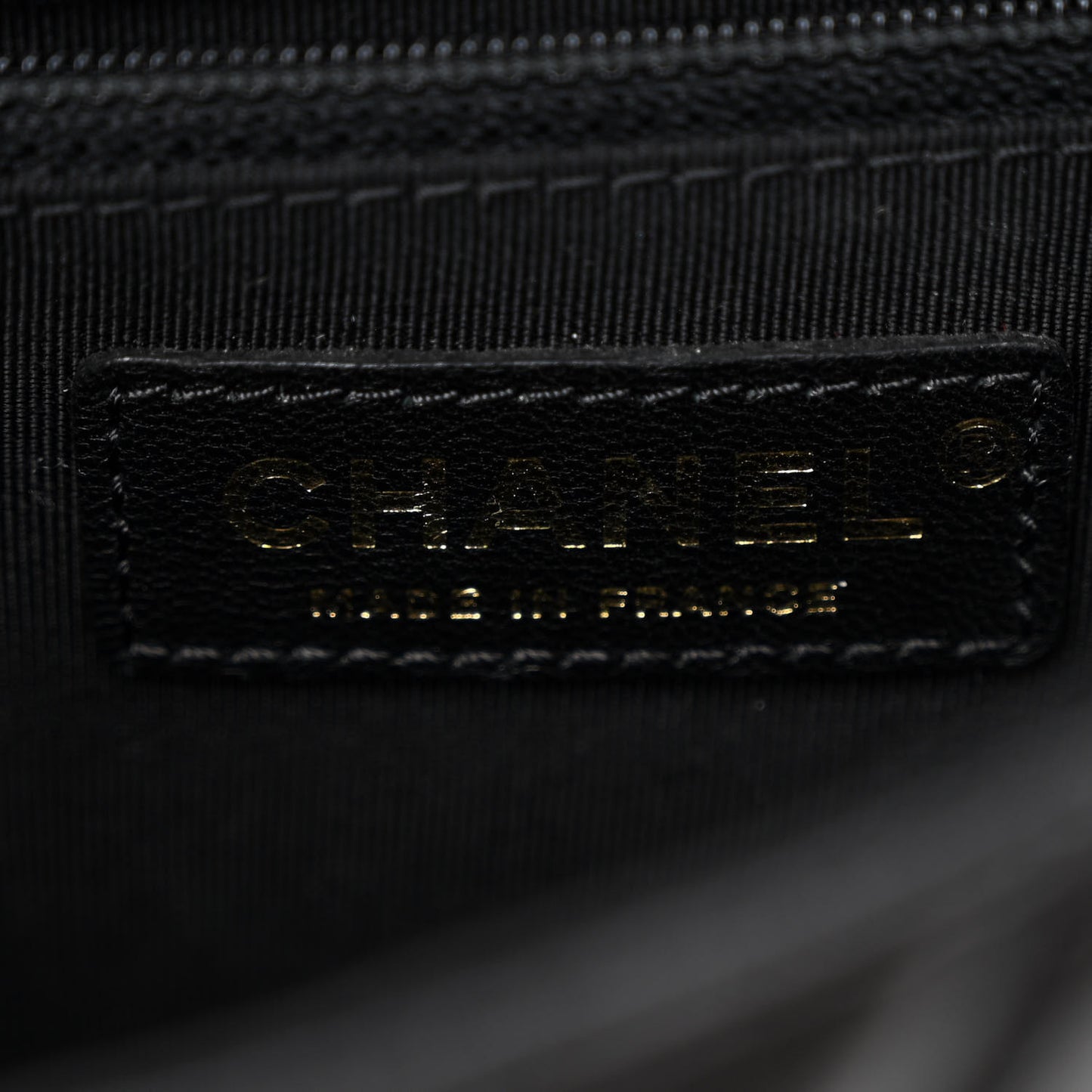 Calfskin Chevron Quilted Top Handle Flap Black