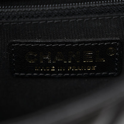 Chanel Calfskin Chevron Quilted Top Handle Flap Black 6 of 11