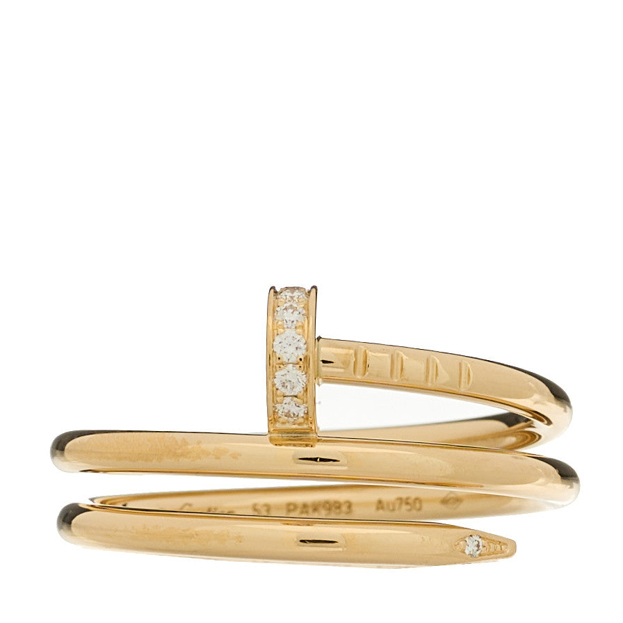 18K Yellow Gold Diamond Double Juste Un Clou Ring 53 6.5