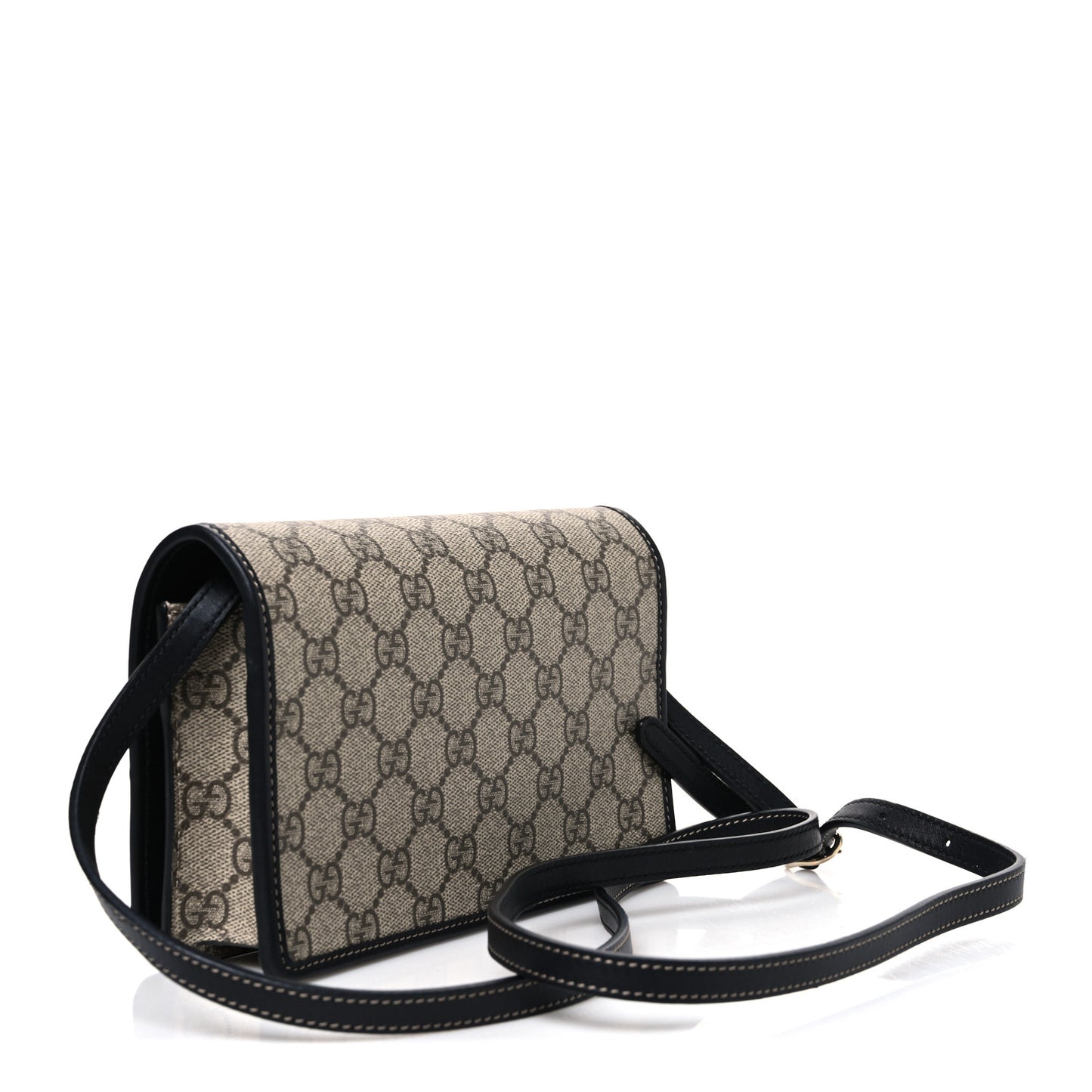 GG Emblem Monogram Wallet With Strap Beige Ebony Black