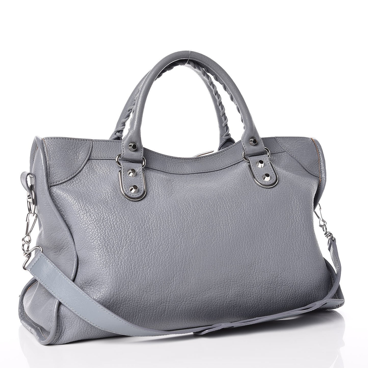 Chevre Silver Metallic Edge Hardware City Bleu Acier