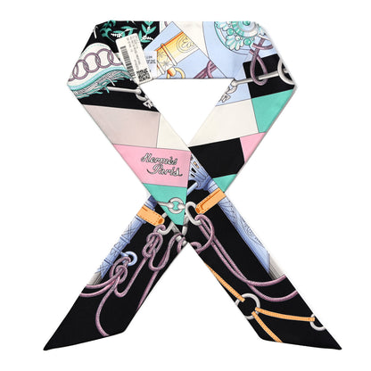 Hermes Silk Cliquetis Twilly Black Rose Menthol 1 of 6