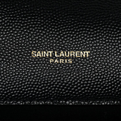 Saint Laurent Grain De Poudre Matelasse Chevron Monogram Envelope Clutch Black 6 of 8