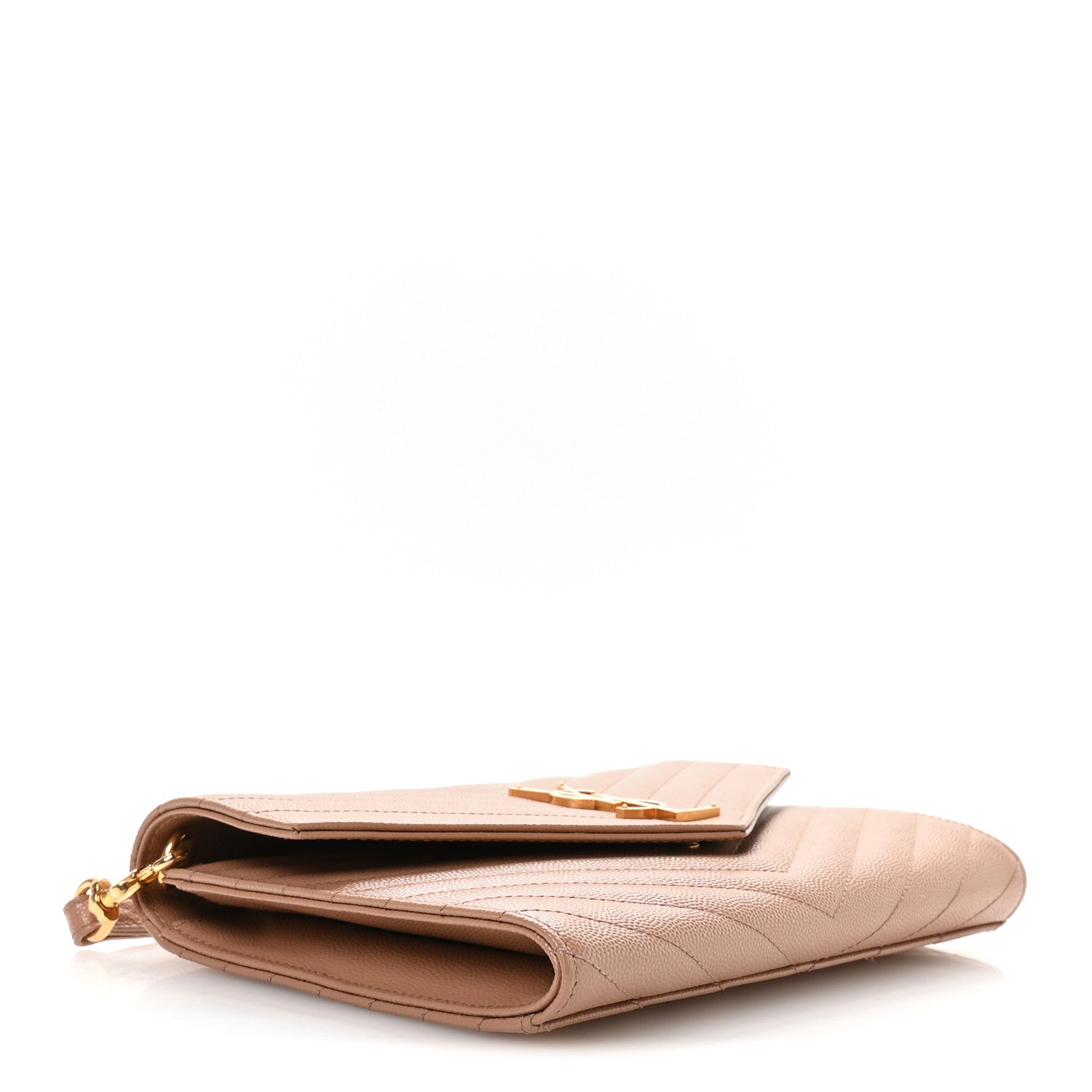 Saint Laurent Grain De Poudre Matelasse Chevron Monogram Envelope Clutch Vintage Peach 4 of 8