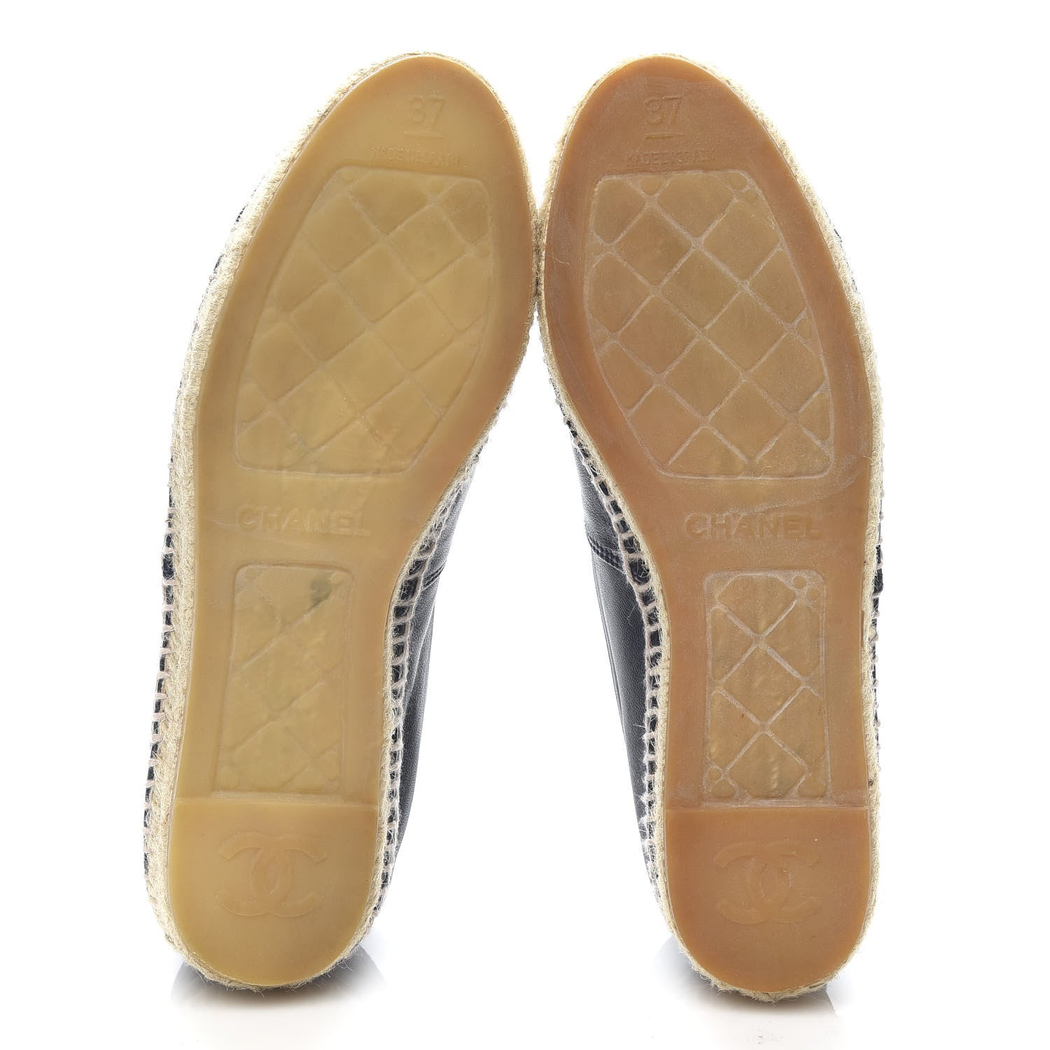 Chanel Lambskin CC Espadrilles 37 Navy Black 5 of 9