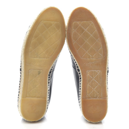 Chanel Lambskin CC Espadrilles 37 Navy Black 5 of 9