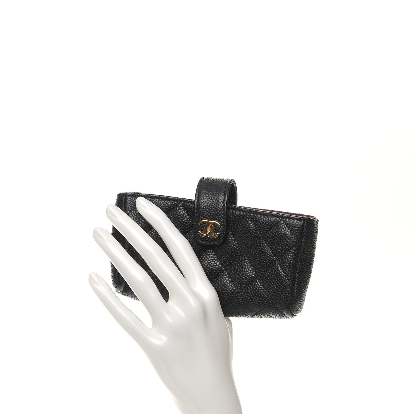 Caviar Quilted Mini Phone Holder Clutch Black