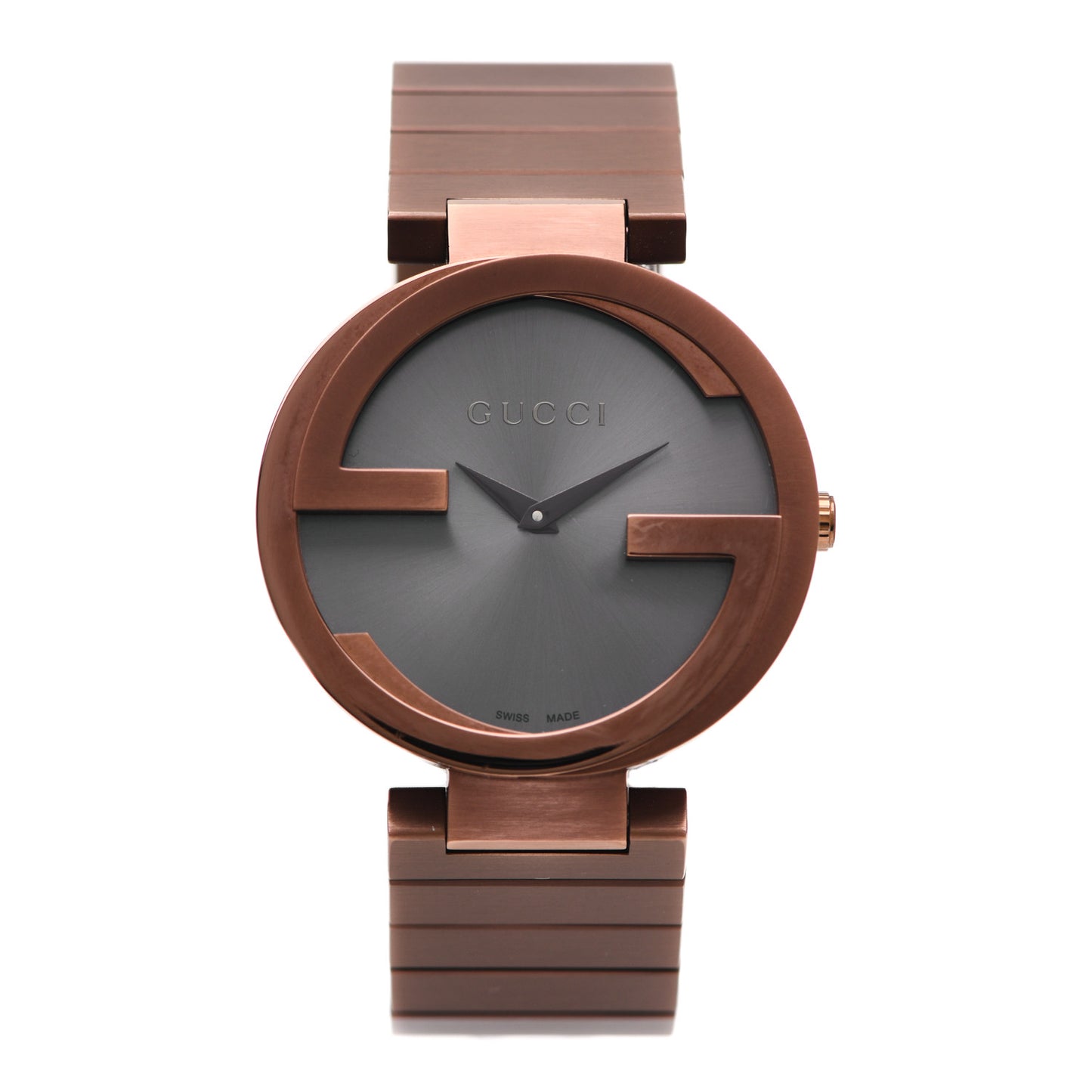 Stainless Steel 37mm Interlocking G Quartz Watch Brown