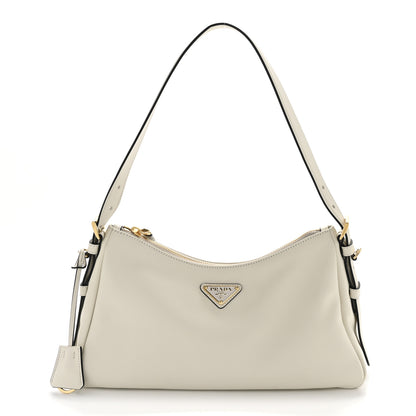 Prada Soft Calfskin Medium Aimée Shoulder Bag White 1 of 12