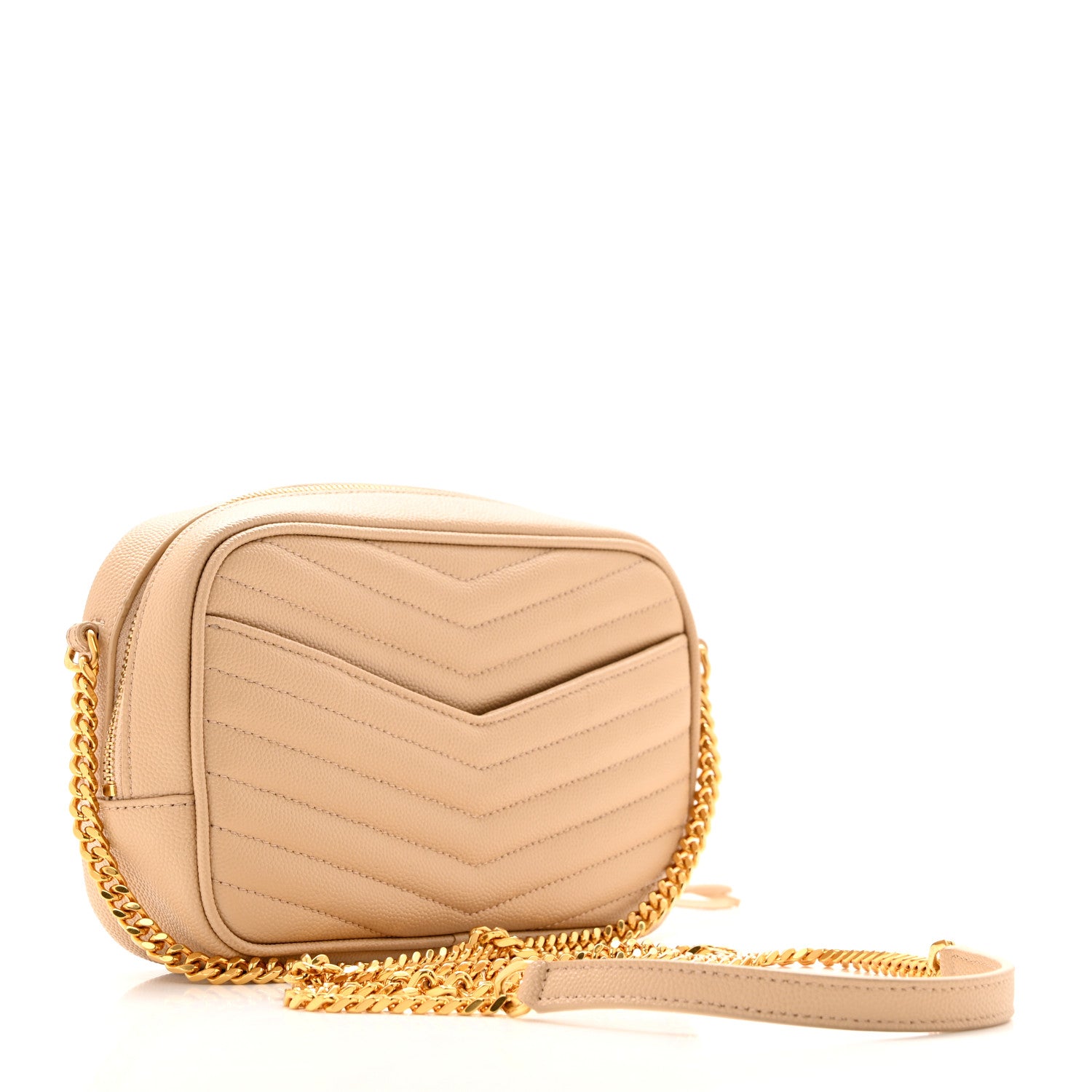 Saint Laurent Grain De Poudre Matelasse Monogram Mini Lou Camera Bag Dark Beige 3 of 10