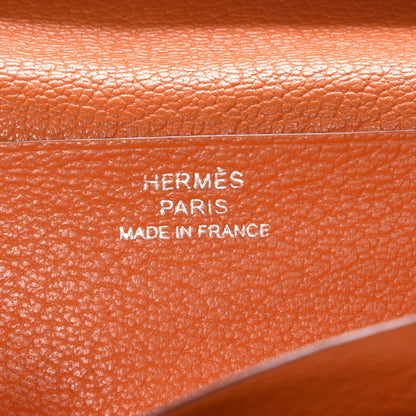 Hermes Ostrich Bearn Gusset Wallet Orange 6 of 9