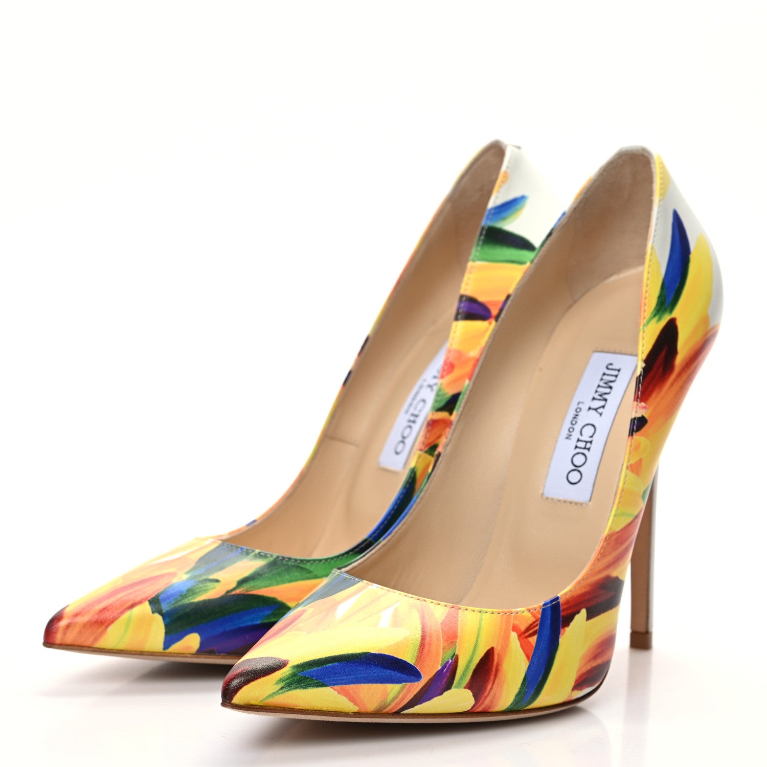 Jimmy Choo Calfskin Feather Printed Anouk Pumps 38.5 Multicolor 2 of 7