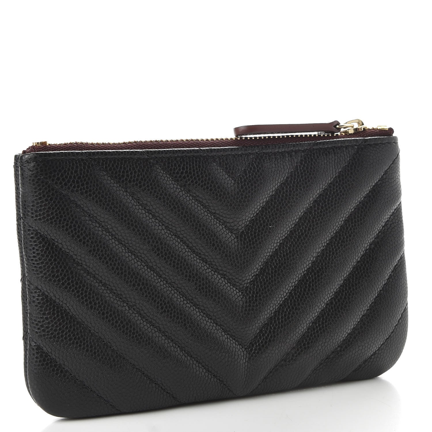 Chanel Caviar Chevron Quilted Small Cosmetic Case Black 3 of 8