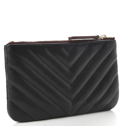Chanel Caviar Chevron Quilted Small Cosmetic Case Black 3 of 8