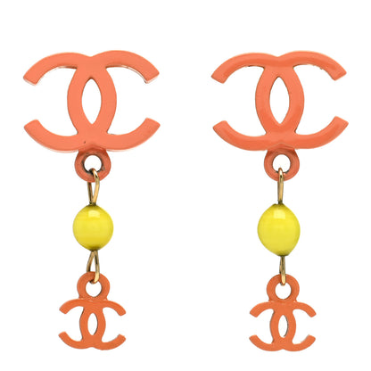 Chanel Resin CC Dangle Clip On Earrings Orange 1 of 4