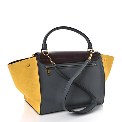 Celine Smooth Calfskin Suede Medium Tri-Color Trapeze Mustard 2 of 11