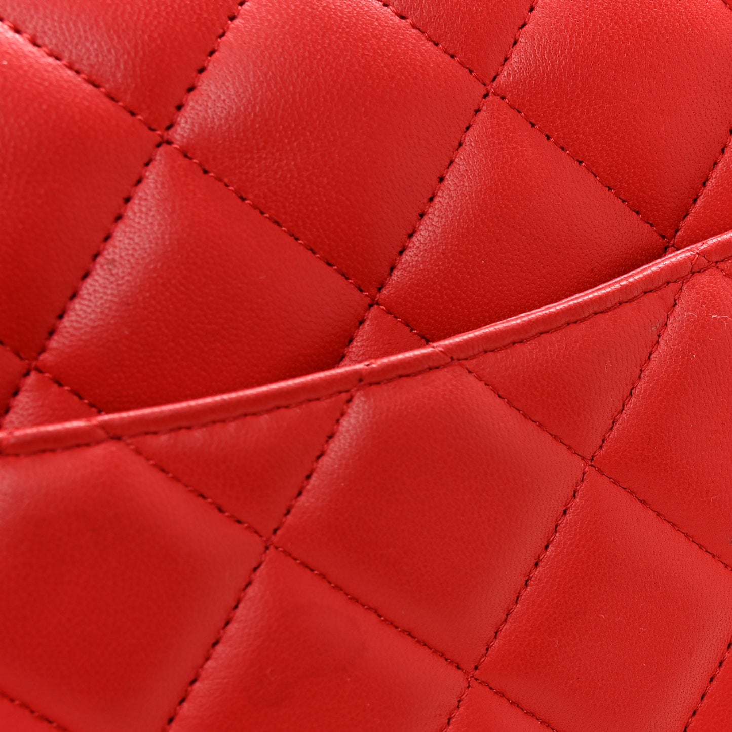 Lambskin Quilted Jumbo Double Flap Red