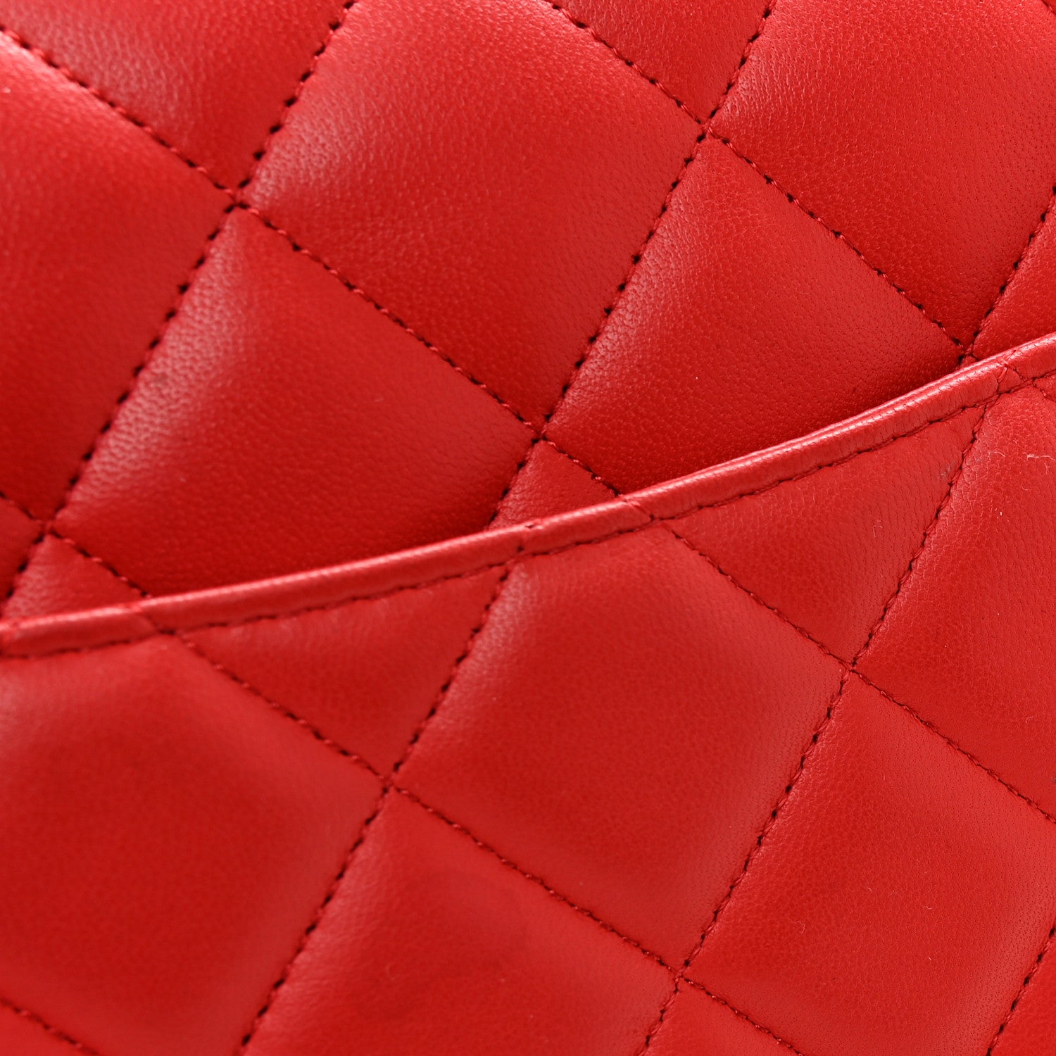 Chanel Lambskin Quilted Jumbo Double Flap Red 12 of 14