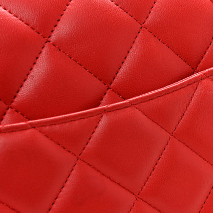 Chanel Lambskin Quilted Jumbo Double Flap Red 12 of 14