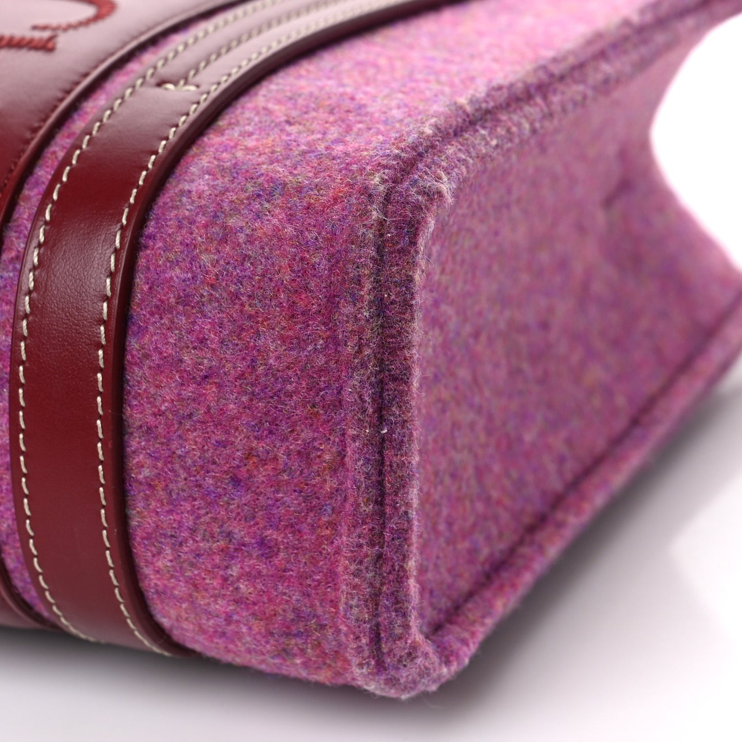Recycled Felt Calfskin Small Woody Ribbon Tote Striking Purple