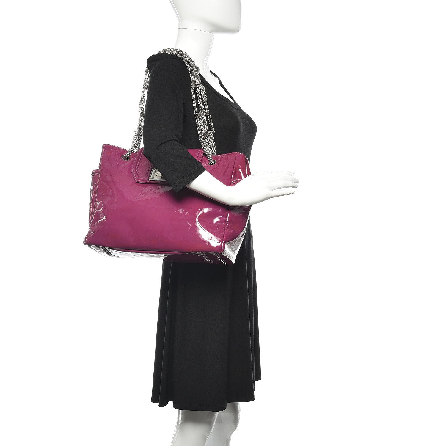 Chanel Patent Mademoiselle Lock Large Shopper Tote Purple 2 of 16