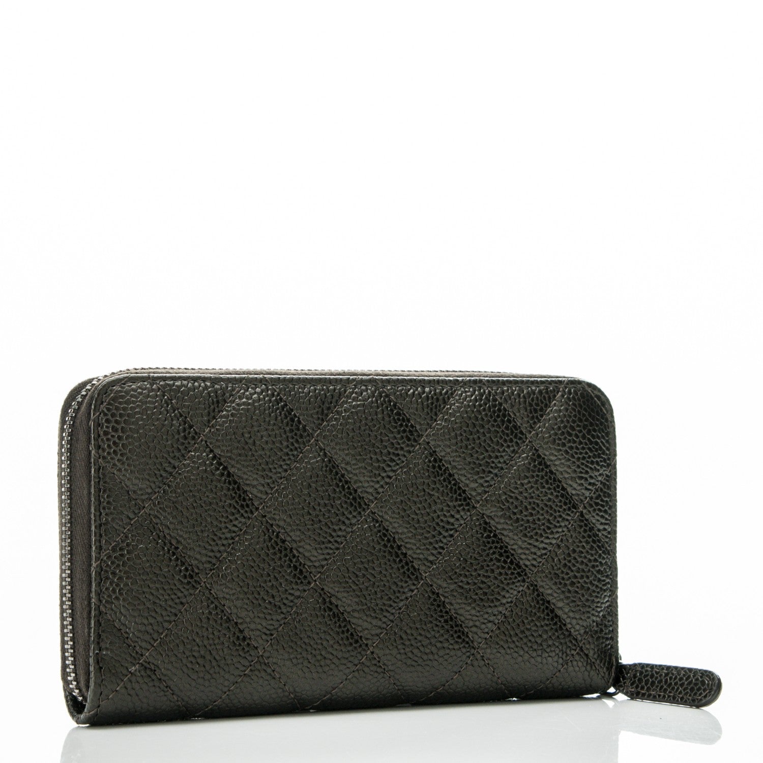 Chanel Metallic Caviar Quilted Small Zip Around Wallet Bronze 3 of 8