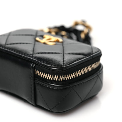 Chanel Lambskin Quilted Mini Lacquered Chain Clutch Black 10 of 11