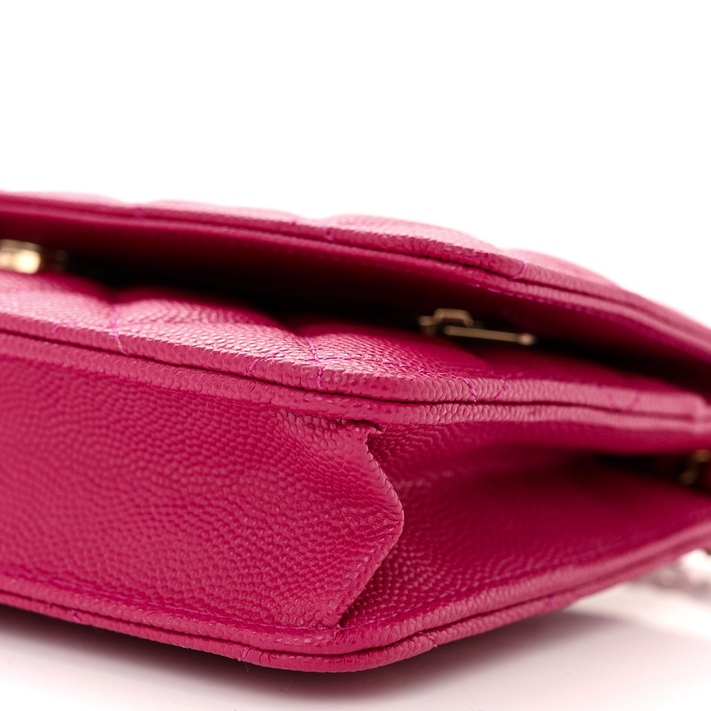 Caviar Quilted Wallet on Chain WOC Fuchsia