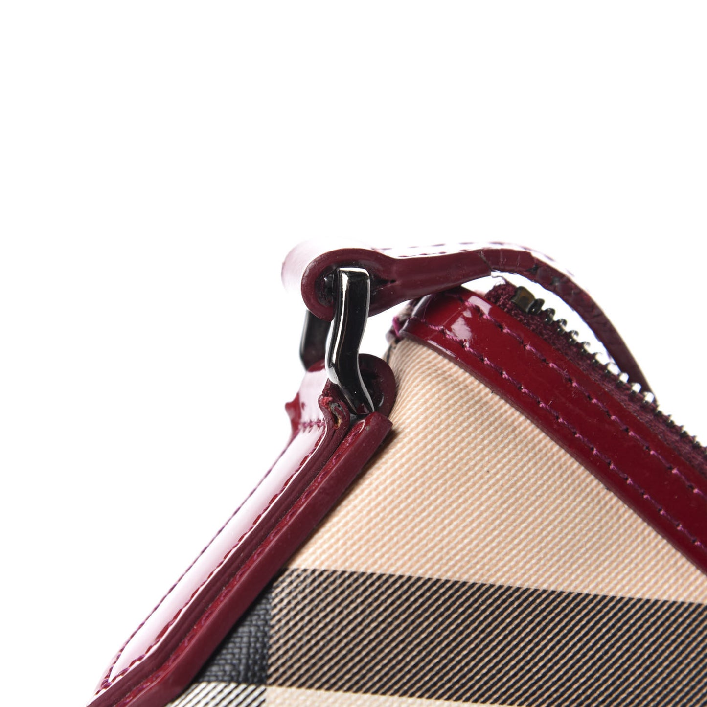 Patent Nova Check Julia Crossbody Bag Dark Red