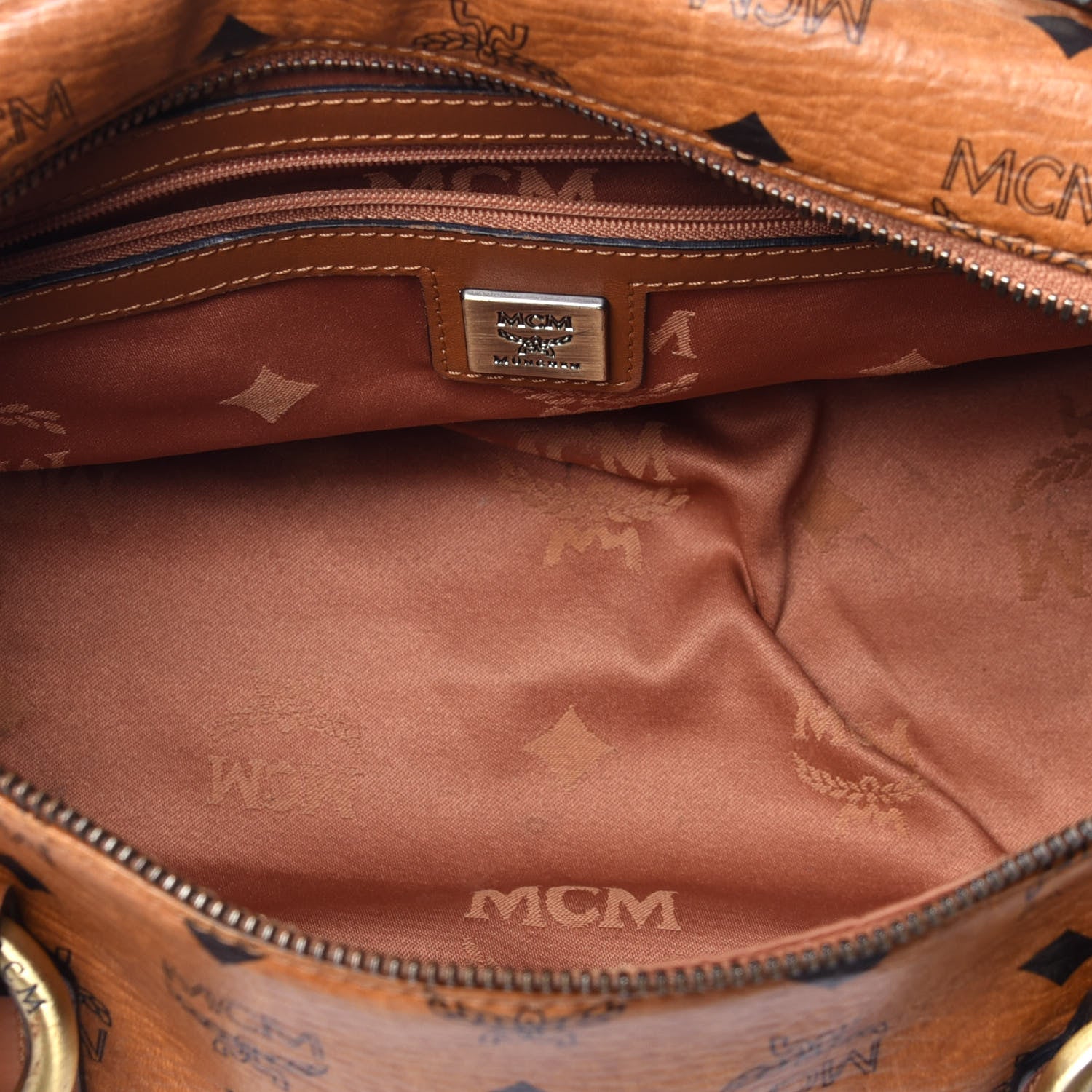 MCM Visetos Barrel Bag Cognac 5 of 12