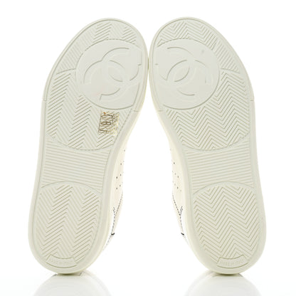 Chanel Calfskin Womens Logo Sneakers 39 White Black 5 of 9