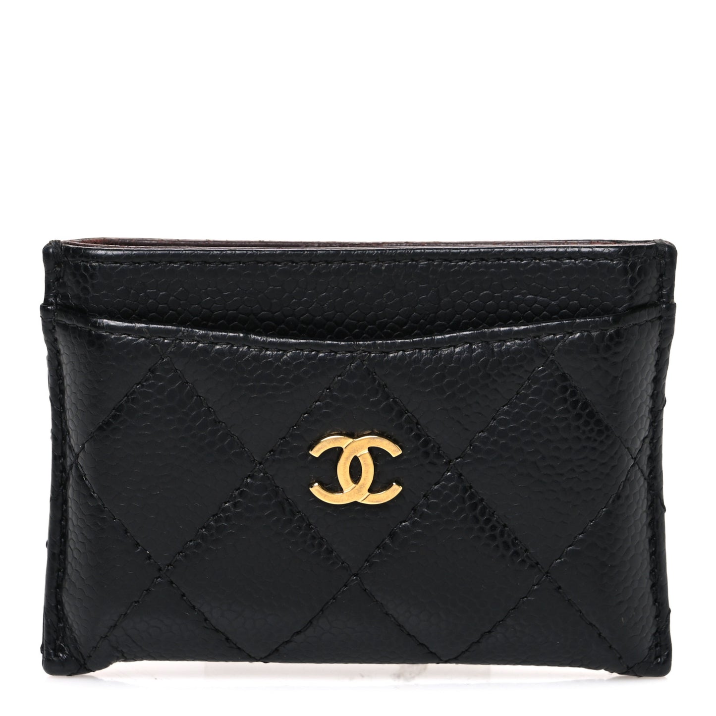 Caviar Quilted Card Holder Black
