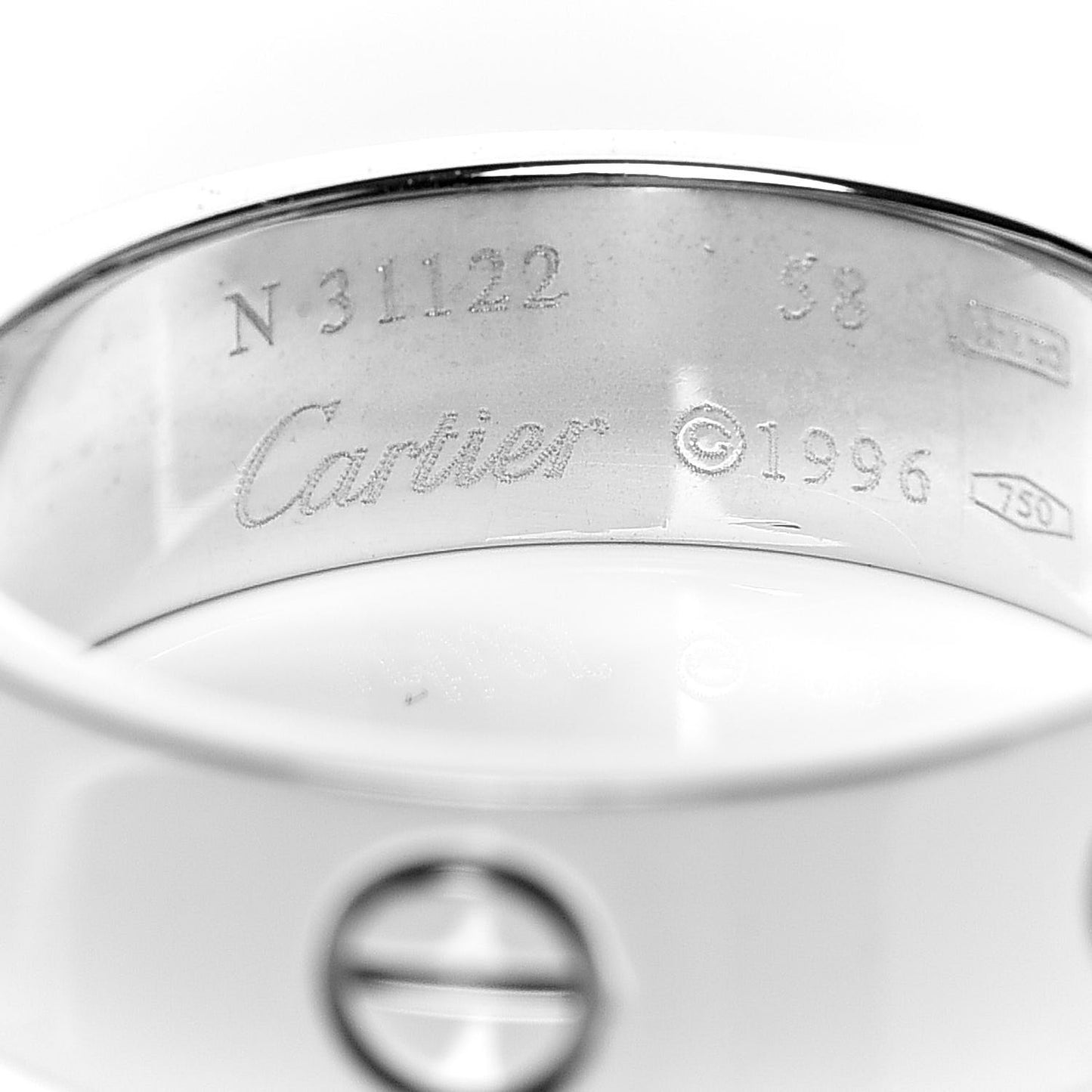 18K White Gold 5.5mm LOVE Ring 58 8.25