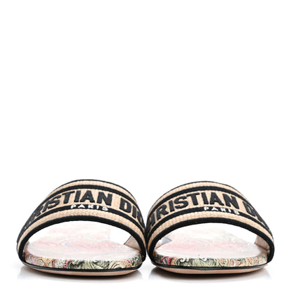 Christian Dior Straw Embroidered Cabinet De La Mer Dway Flat Slide Sandals 38.5 Multicolor 3 of 9